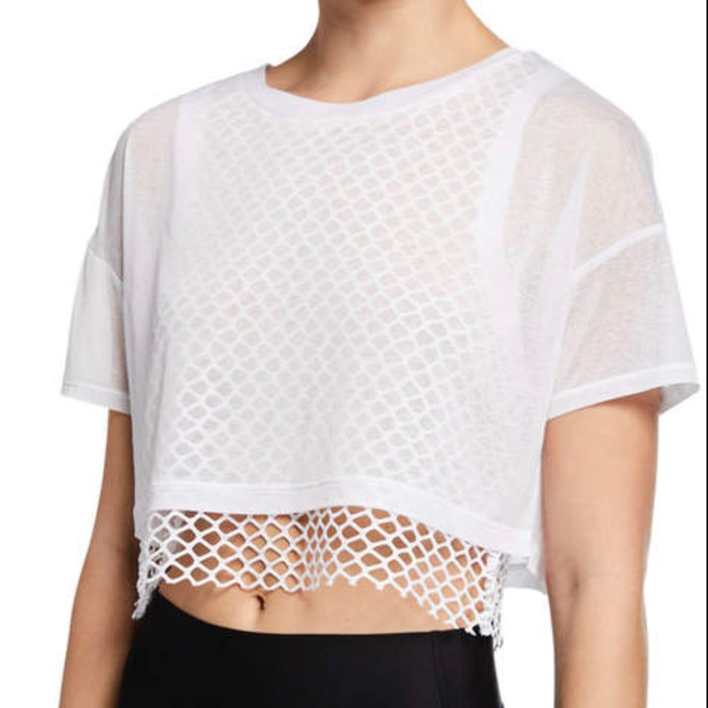 Alo Short-Sleeve Layered Crop Tee W/ Mesh